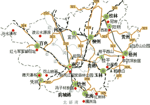 > 广西地图旅游路线_广西地图旅游路线图   广西旅游城市及景点:桂林图片